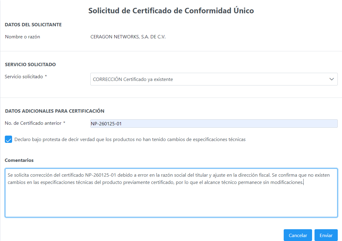 Pantalla genérica de captura